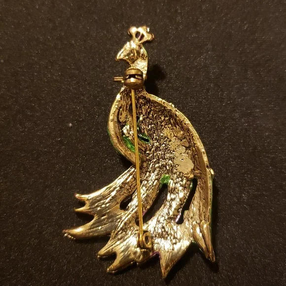 Multicolor Peacock Brooch - Picture 6 of 8